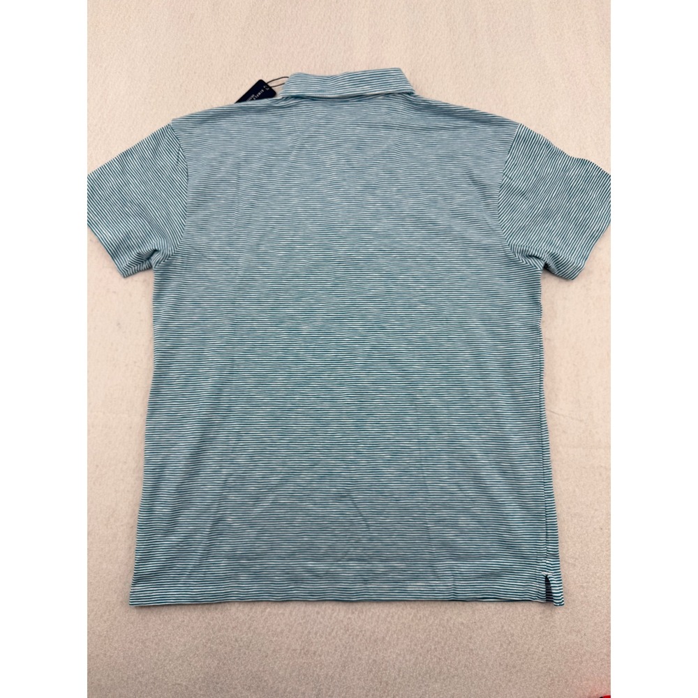 NWT Simply Southern Mens L Short Sleeve Polo Teal Striped Cotton Stretch Preppy - Picture 10 of 11